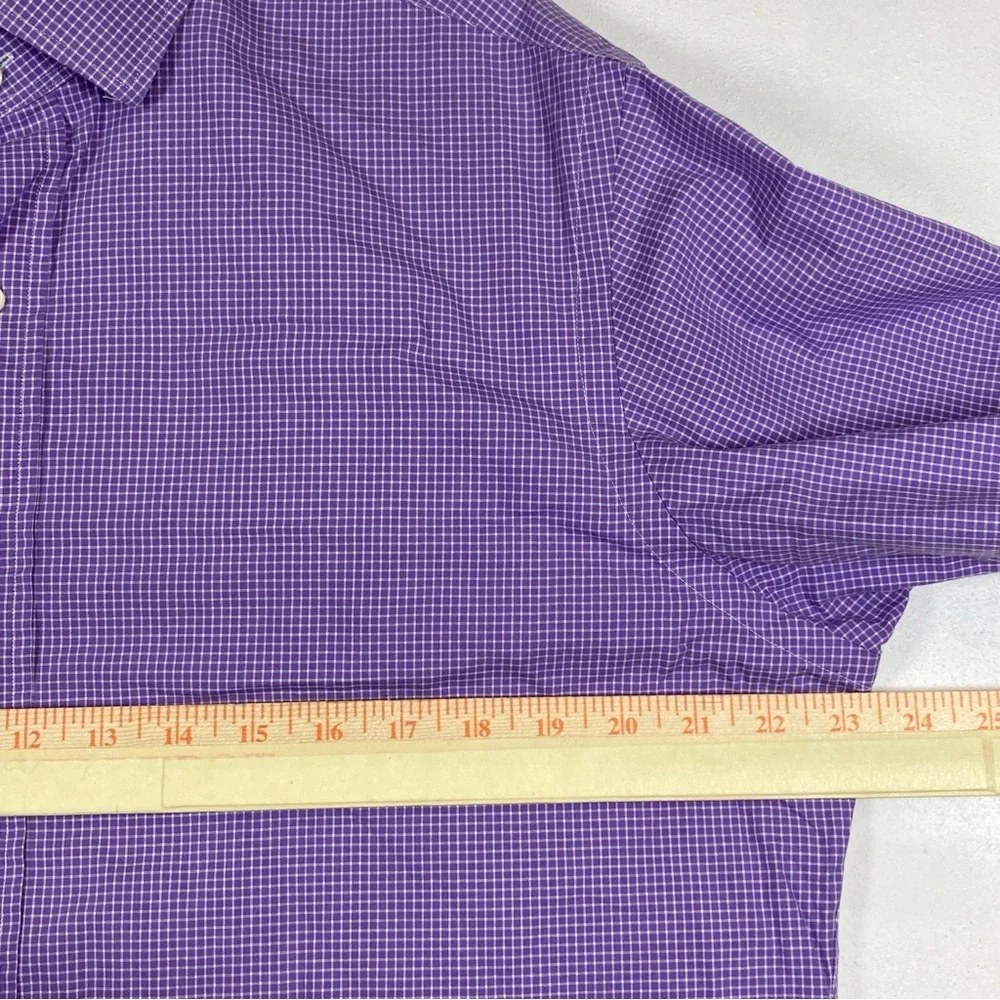 Polo Ralph Lauren Mens Regent Costum Fit 16.5 Purple Check Long Sleeve Button Up - Picture 7 of 15